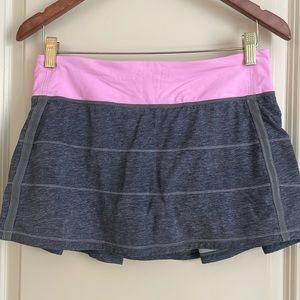 Lululemon skort grey with pink accents. 13” excellent condition.